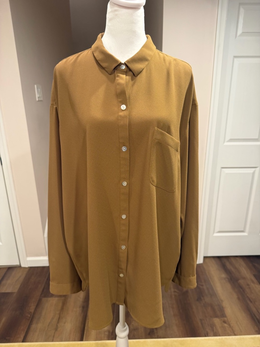 J. Jill Oversized Button-Down Shirt in Mustard Brown